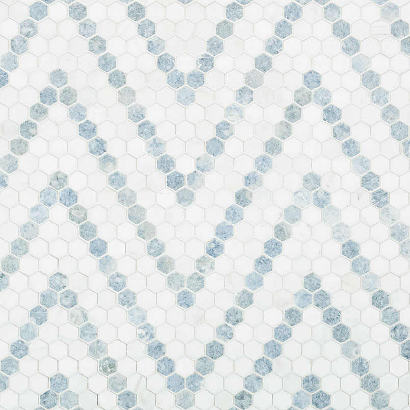 星白+水晶蓝25六角人字拼